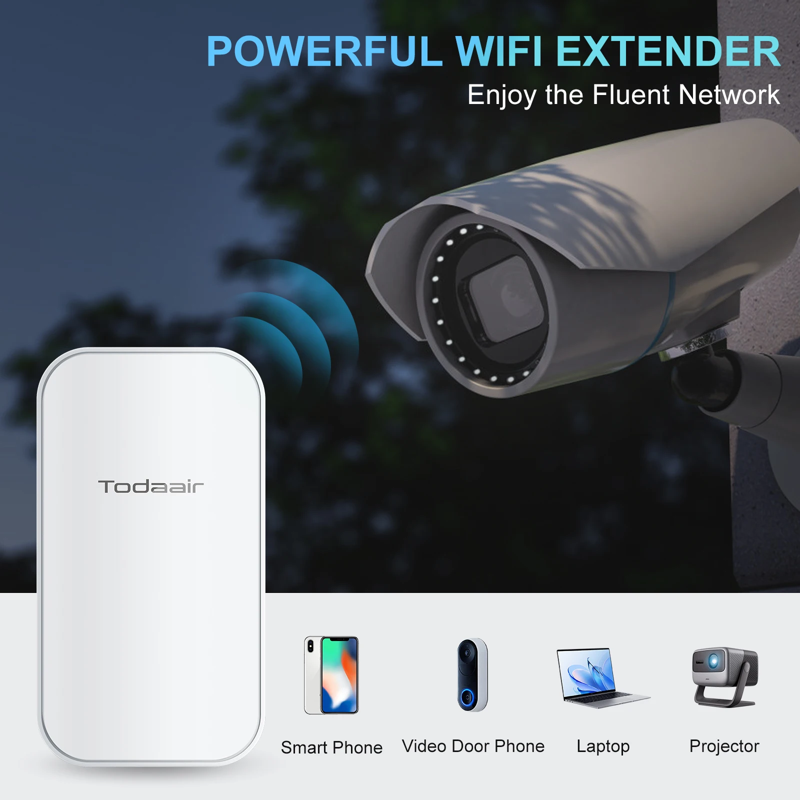 WiFi Repeater Outdoor Long Range - 2.4G/5GHz Dual Band, 8dBi Antennas, Weatherproof for Farm, Factory & Remote Work