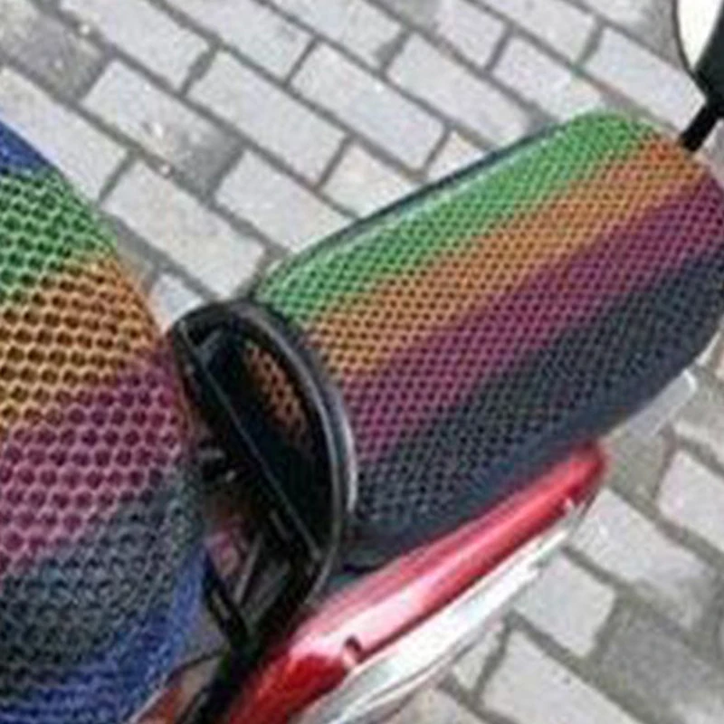 1 Set Electric Bike Seat Cover Summer Breathable Covers Cushion Net Cover Motorcycle 3D Mesh Fabric Anti-skid Pad Scooter Seat