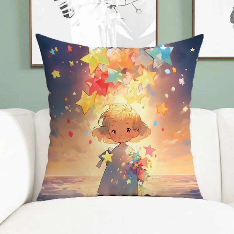 Star Girl Chair Cushion Cover 45x45cm Decorative Pillowcase for Pillow Printing Cushions  Pillowcases 40x40