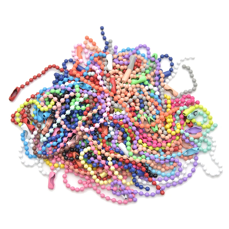 New Fashion Colorful Mixed Alloy Open Rings Lobster Clasp Hooks Ball Chains For DIY Jewelry Making Findings Supplies