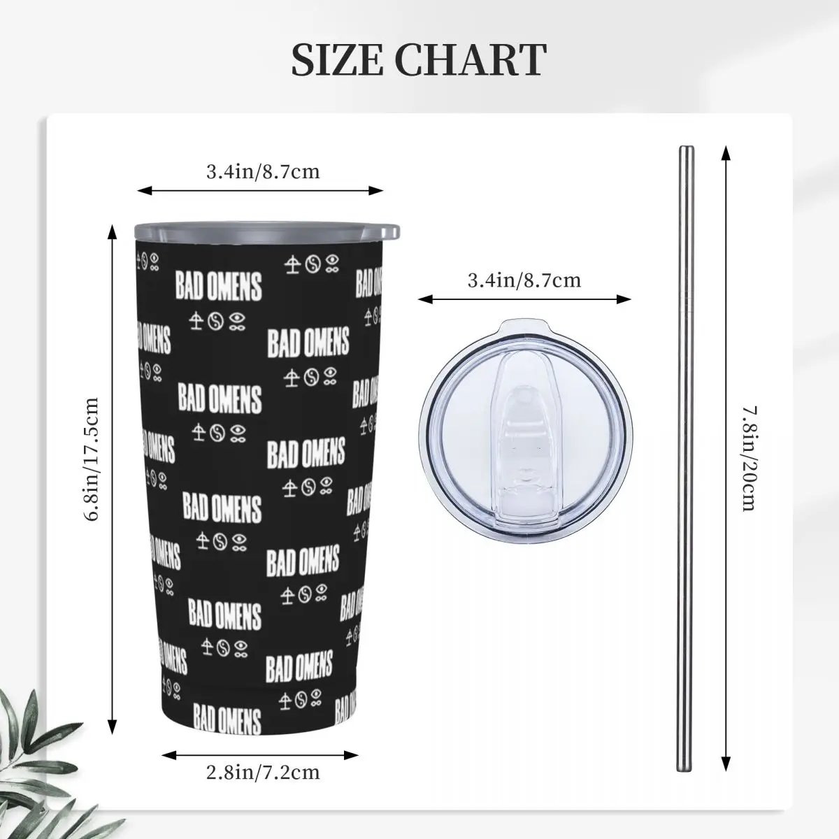 Bad Omens Rock Band Stainless Steel Tumbler Vacuum Insulated Mug Thermal Cold Cup Straws With Lid 20oz