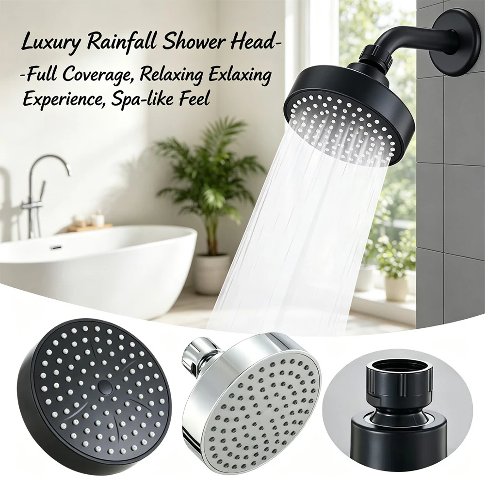 Rotatable 4 Inch Wall Mounted Shower Faucet Compact Lightweight Adjustable Rainfall Shower Sprayer Head