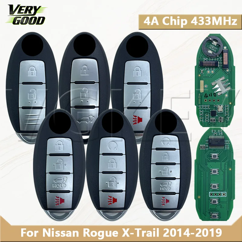 

VG For Nissan Rogue X-Trail 2014 2015 2016 2017 2018 2019 Proximity Smart car key Fob 4A Chip 433MHz FCC:KR5S180144106