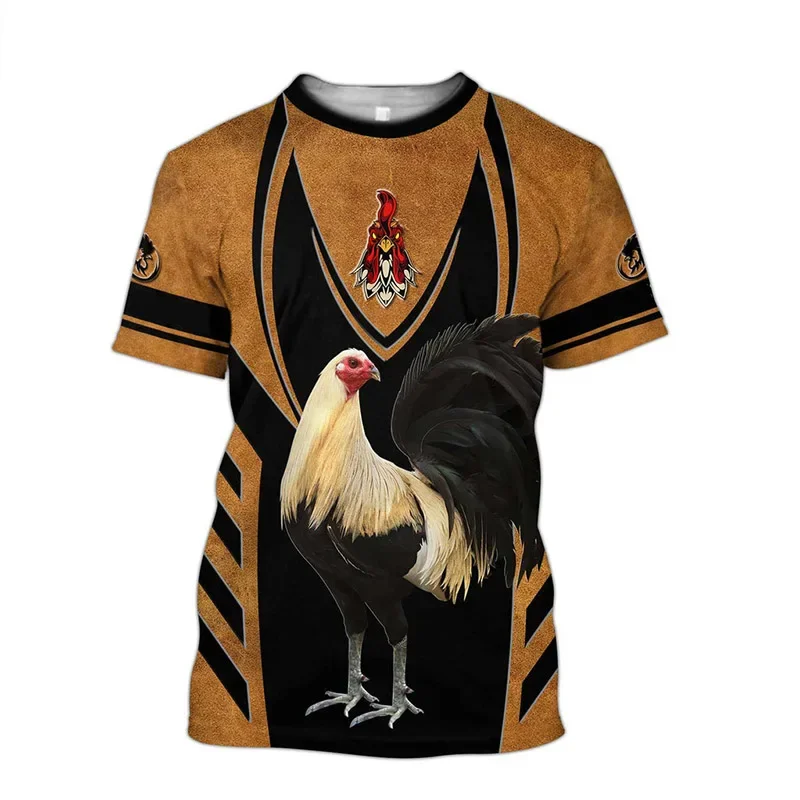 Golden Rooster Independent 2023 Fashion Men's and Women's Summer New Super Large T-shirt Round Neck Short Sleeve Casual Shirt