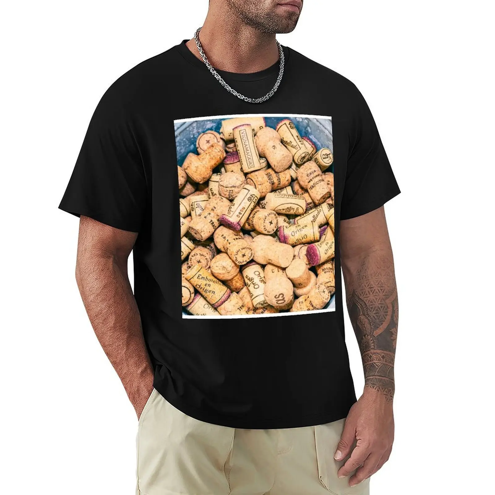 Wine Corks in Metal Tub T-Shirt Work Utility Short Sleeve Shirt