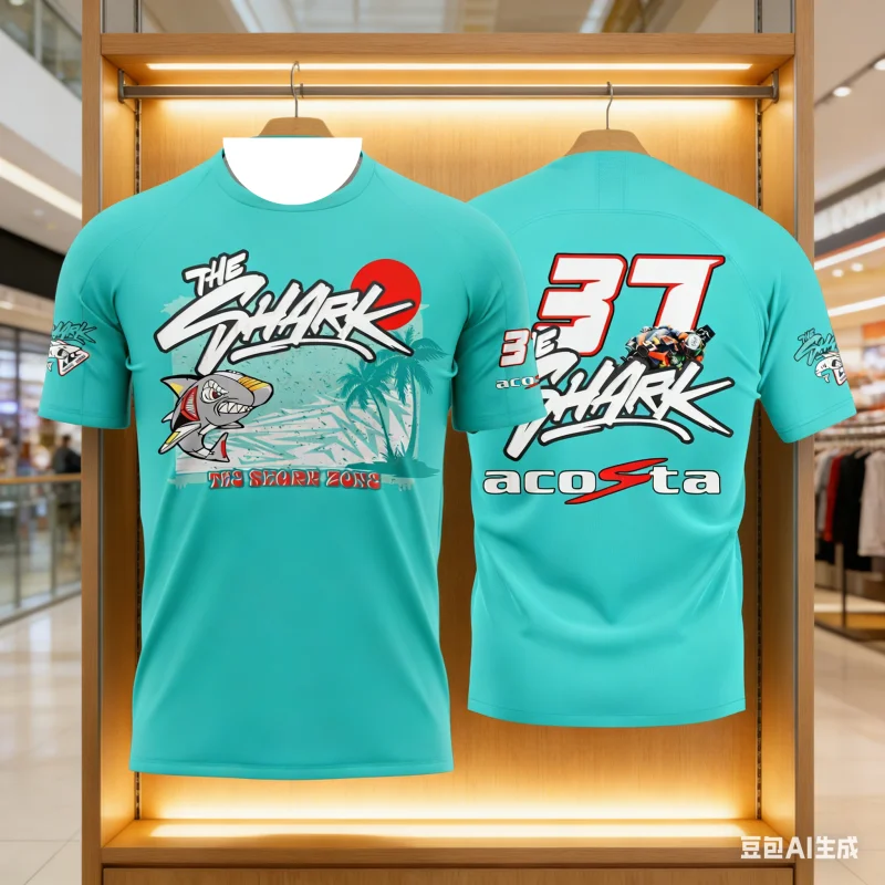 2026 Bestseller New Men's Pedro Acosta 37 Fan T-shirt Shark Motorcycle Rider  Summer Breathable Quick Drying Shirt  Beach Wear