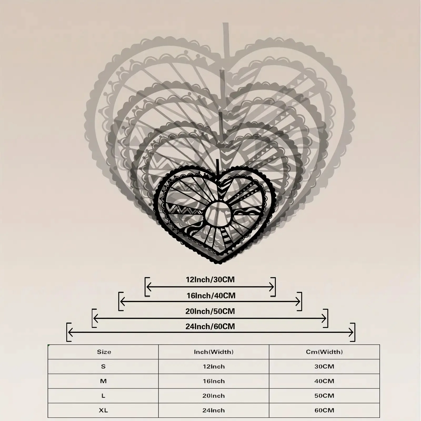 Large Heart Shaped Iron Wall Art Multi Tone Metal Decor Modern Farmhouse Minimalist Rustproof Hanging Romantic Home Ornament