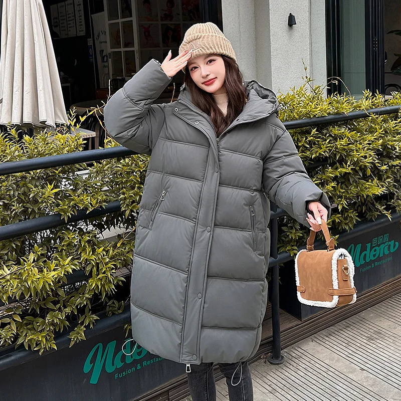 2025 chaqueta de invierno para mujer Parkas con capucha de algodón acolchado abrigo largo coreano suelto cálido grueso prendas de vestir ropa de algodón femenina abrigo