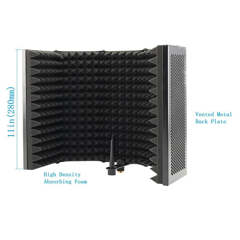 5 Panel Foldable Studio Microphone Isolation Shield Recording Sound Absorber Foam Panel