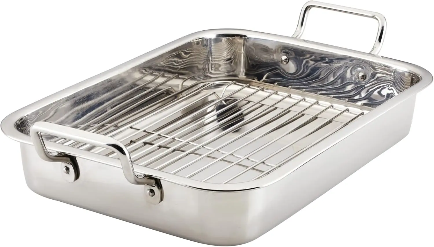 

Stainless Steel Roaster Pan with Rack, 17x12.25 Inch, Durable & Dishwasher Safe