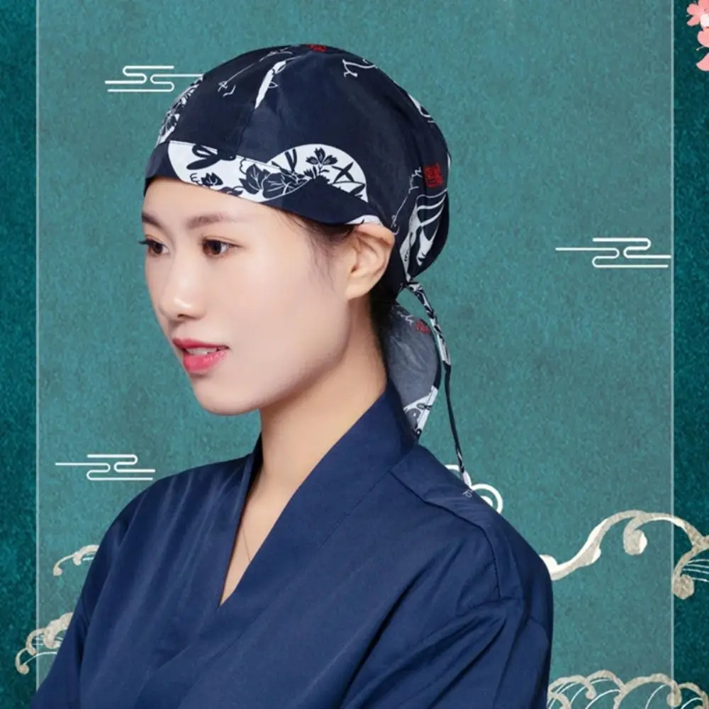 주방 용품 면화 주방 작업 모자 조정 가능한 일본식 요리사 모자 클래식 방진 웨이트리스 모자 남여