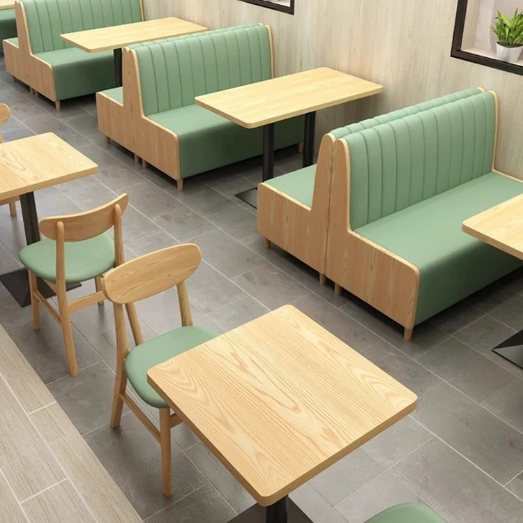 & Modern Contemporary Restaurant Furniture Solid Wood Table Chair Set for Fast Food for Milk Tea Cafe Snack Burger Noodle Made P