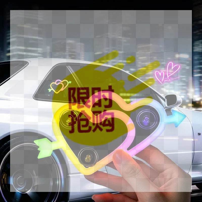 1 Set Wiring Free Solar Heart Light Car Neon Lights Ambient Lighting Interior Decor Lights Triangular Window Lights Modificatio
