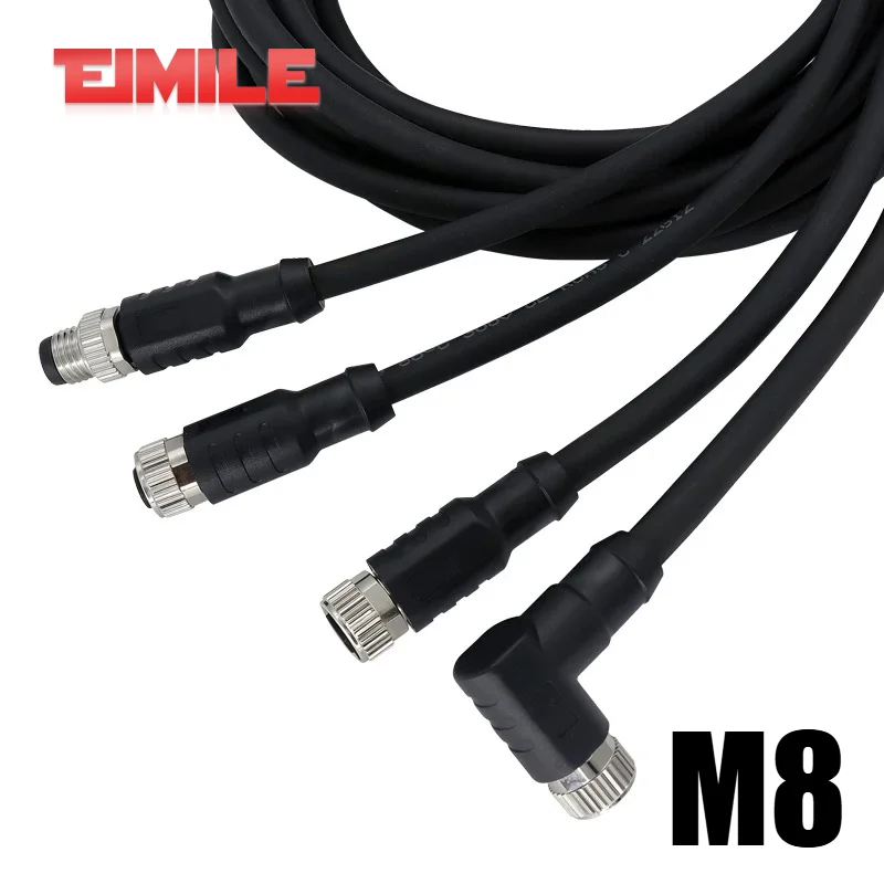 M8 Aviation Plug 2M Sensor Cable 3Pin 4Pin 6Pin 8Pin Waterproof Male Female Straight Elbow for Servo Motor Encoder Switch