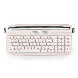 YUNZII B309 Sand Beige Upgraded Retro Wireless USB-C/Bluetooth Typewriter Keyboard with Cute Round Keycaps&Integrated Stands