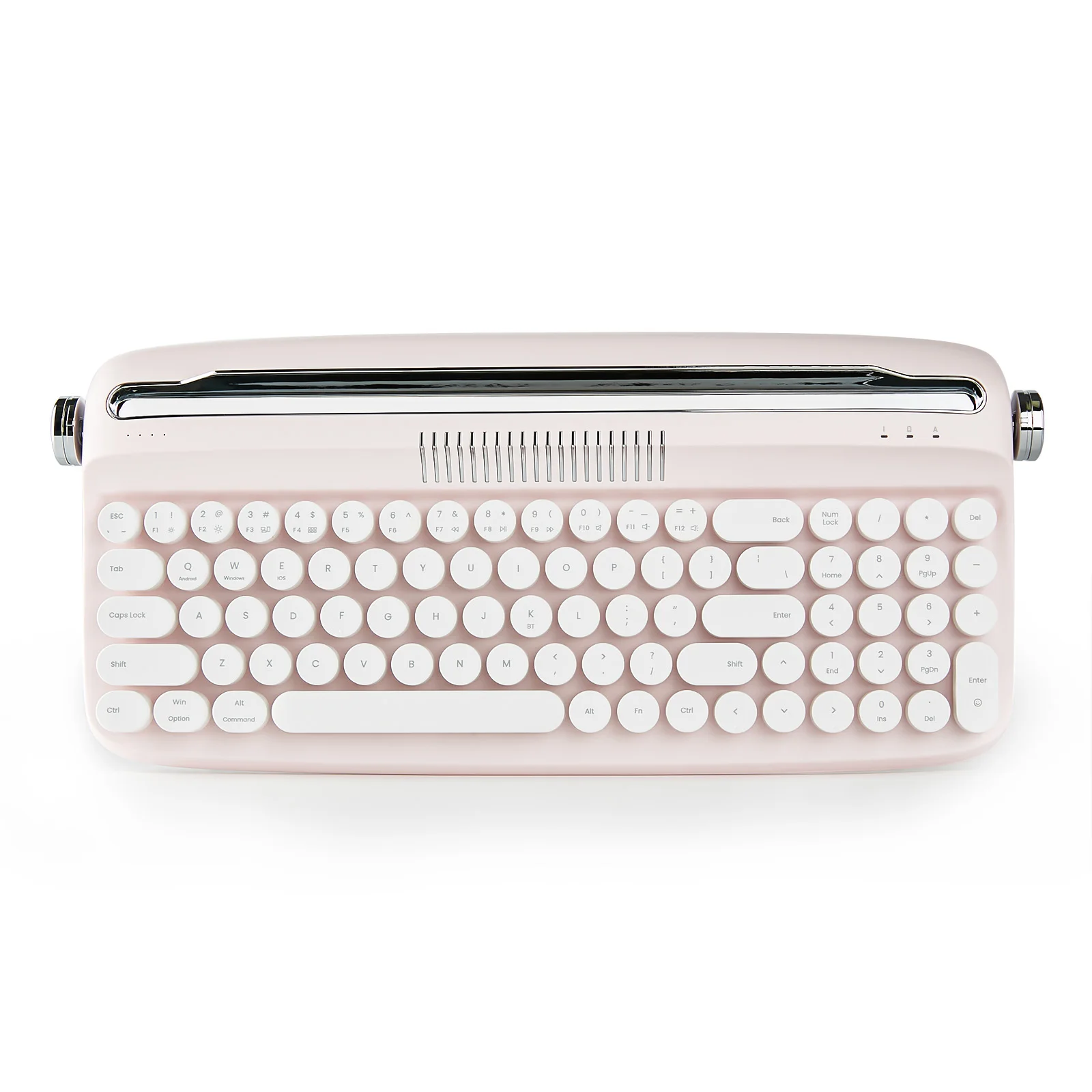 YUNZII B309 Retro Typewriter Keyboard, Upgraded Wireless USB-C/BT Keyboard with Cute Round Keycaps&Integrated Stands for Win&Mac