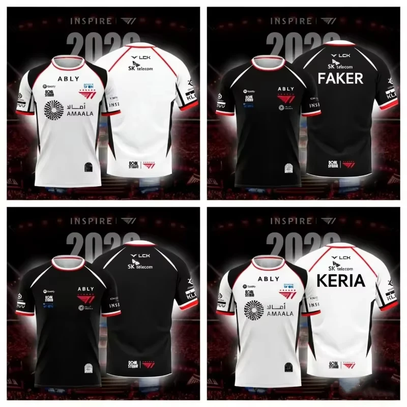 2026 NEW T1 ESPORTS TEAM JERSEY FAKER FAN SUMMER SHORT SLEEVE FOR GAMING ENTHUSIASTS OUTDOOR SPORTSWEAR Beach Surfing