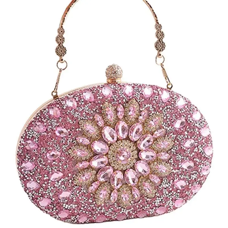

X5XA Fashionable Dress Handbag with Shimmering Diamond Embellishments Elegant Bag Diamond Encrusted Evening Clutch Bag