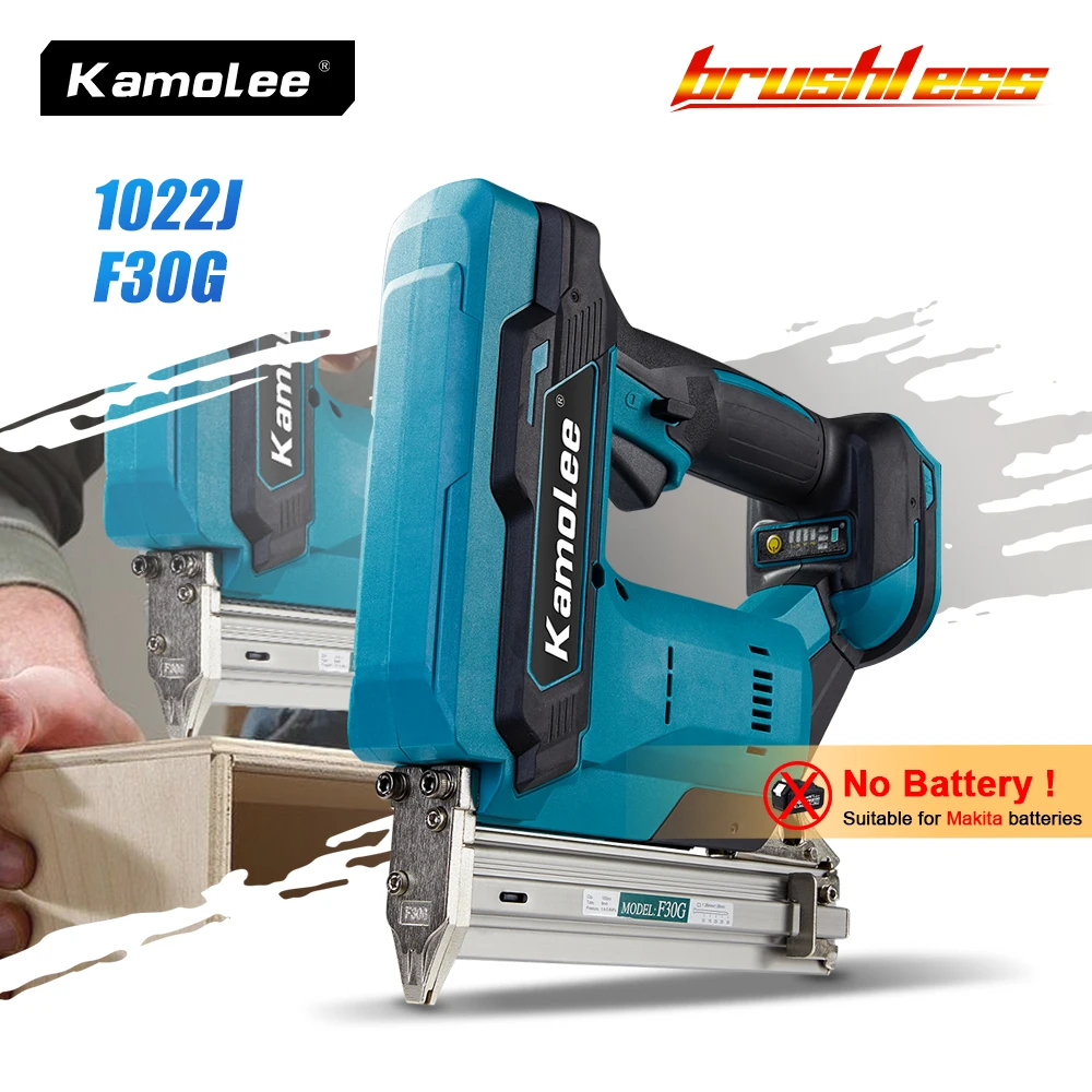 Kamolee Brushless F30G/1022J Electric Concrete Nail Gun Stapler Nailer Woodworking Lithium Battery For Makita