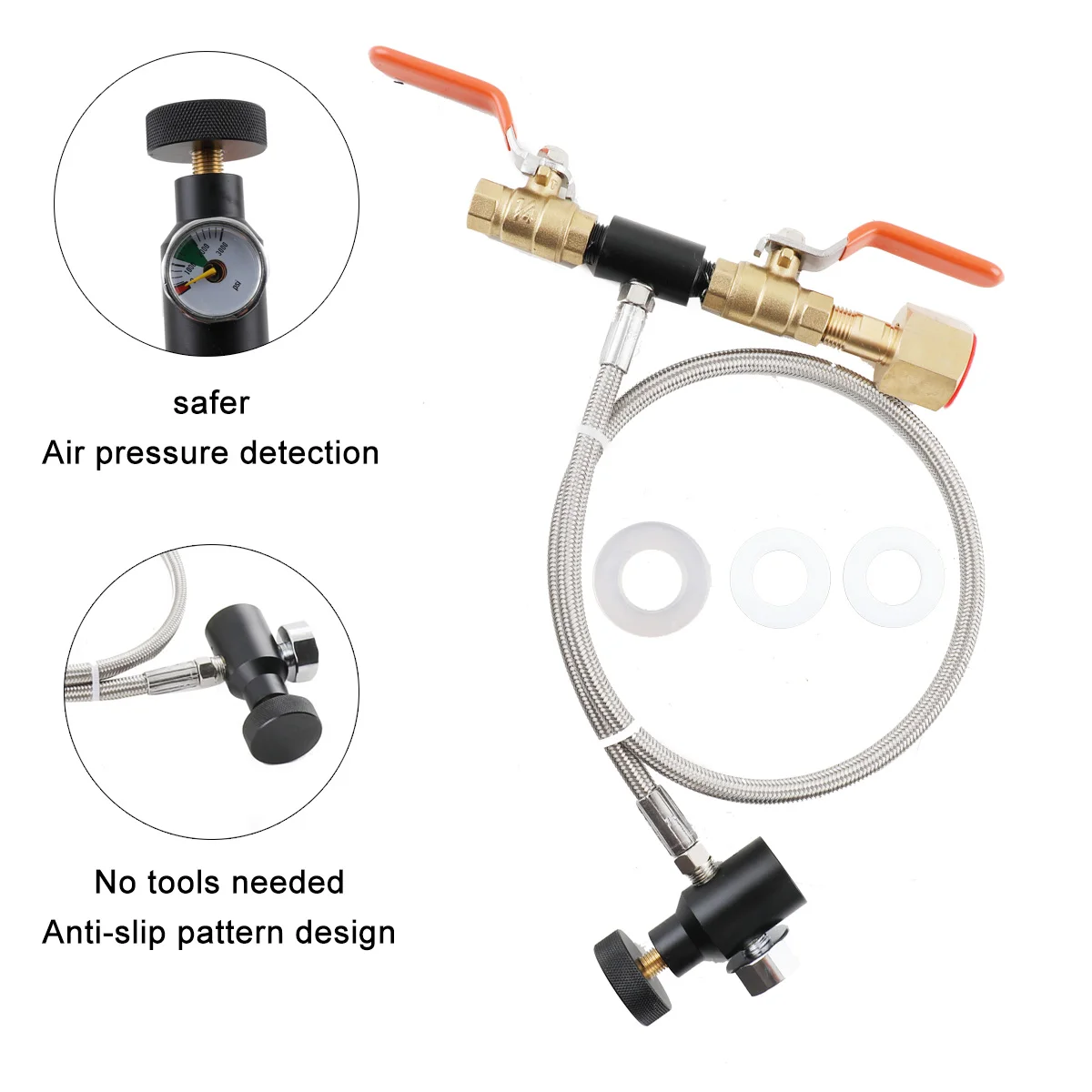 Cilindro De Tanque De Garrafa De Água De Refrigerante, 24 "Mangueira, Estação De Enchimento, Enchimento De Recarga De CO2, Alavanca De Válvula Dupla, Ferramenta De Recarga Rápida