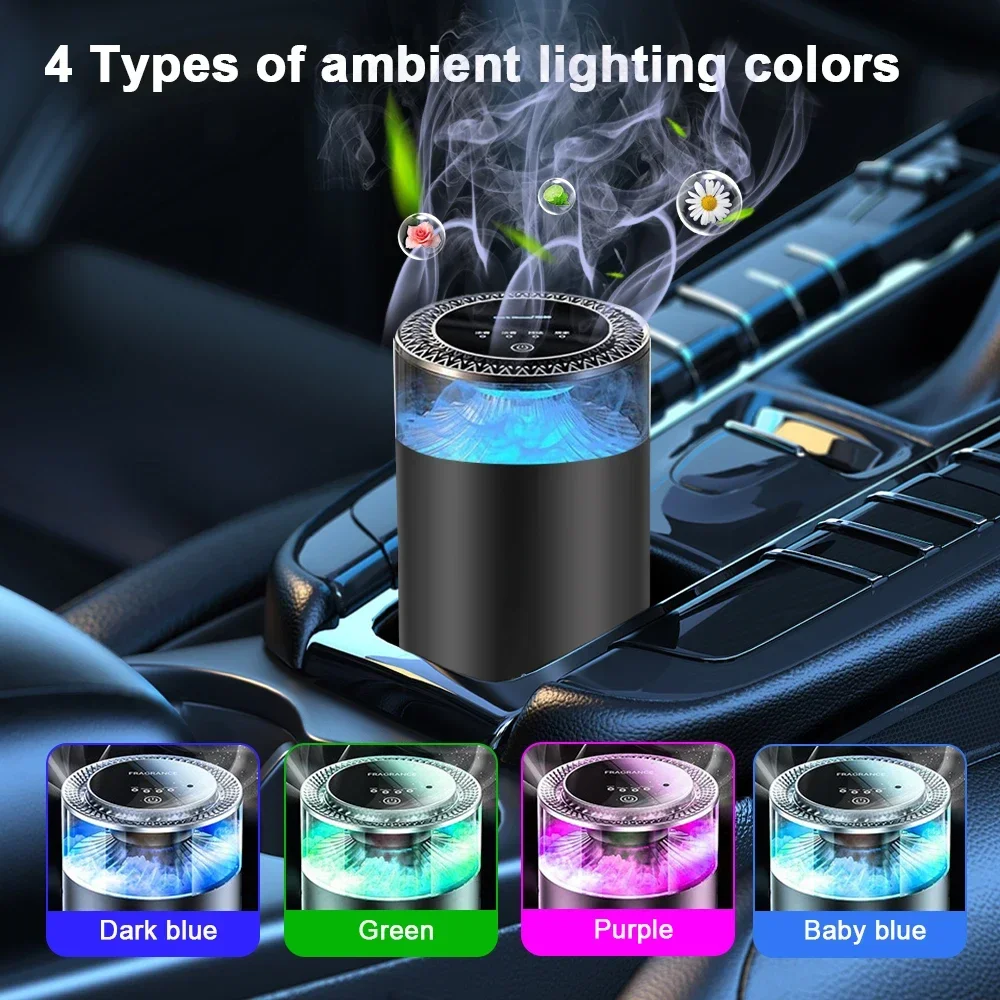 

Upgraded Smart Car Air Freshener Aromatherapy Perfume Diffuser Rechargeable Cloud Mist With Sound Pickup Lamp Auto Interior