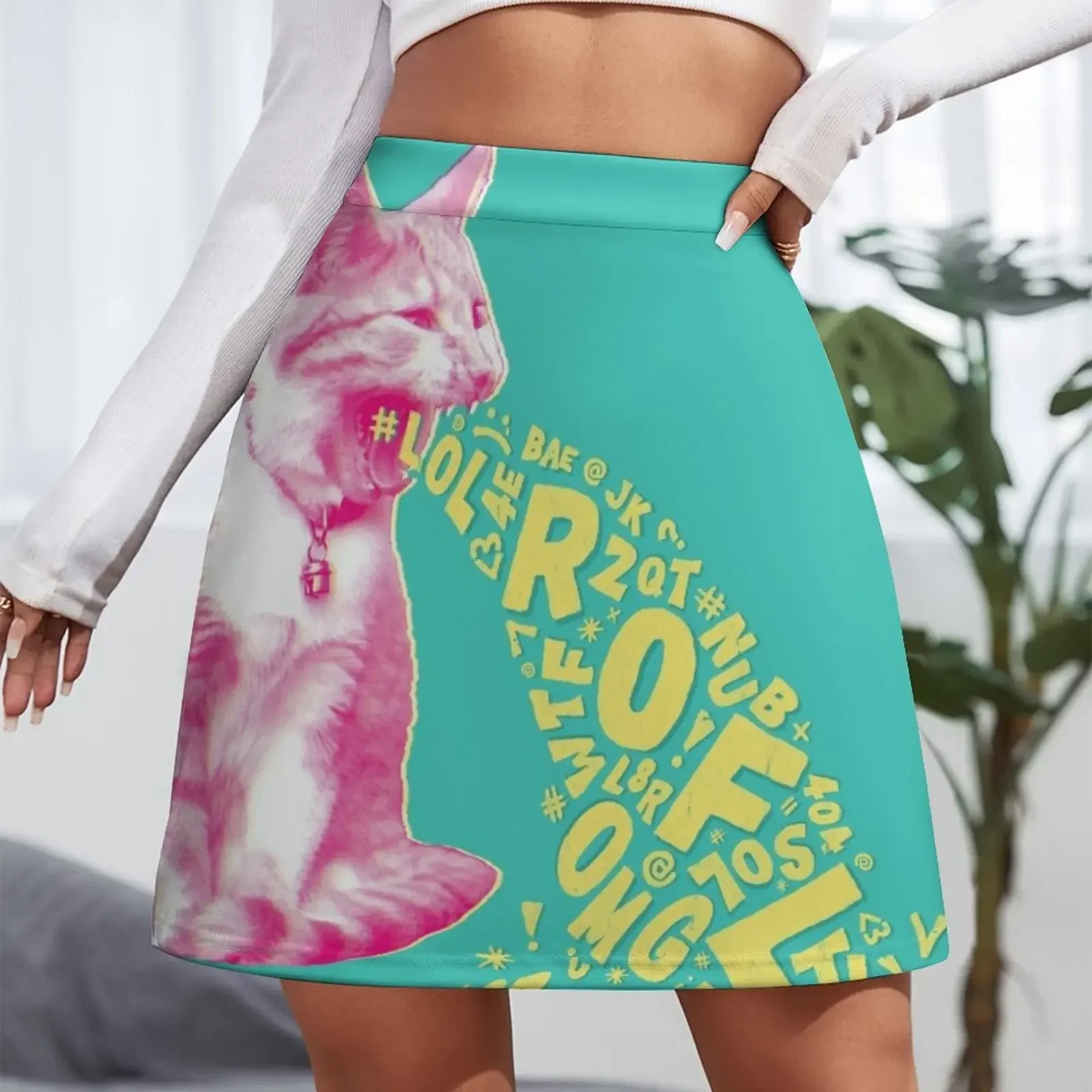 Word Vomit Cat Mini Skirt Women skirt extreme mini dress Korean clothing