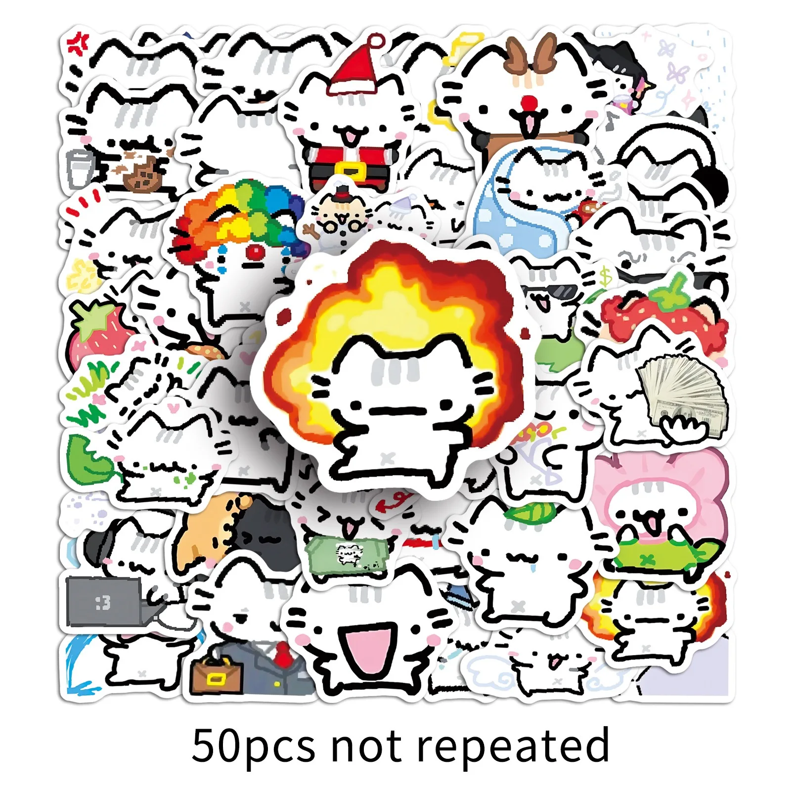 50pcs Cute Pokky Cat Stickers Kawaii Animal Meme Graffiti Decals Luggage Laptop Phone Guitar Car Bike Skateboard Sticker