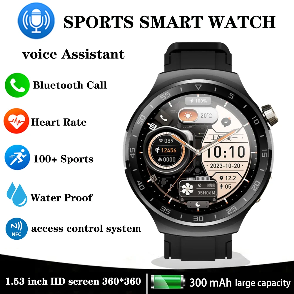 

Xiaomi Youpin NFC Smart Watch Women Voice Assistant Bluetooth Call Men's Wrist Watches Heart Rate Monitoring Fitness Sport Clock