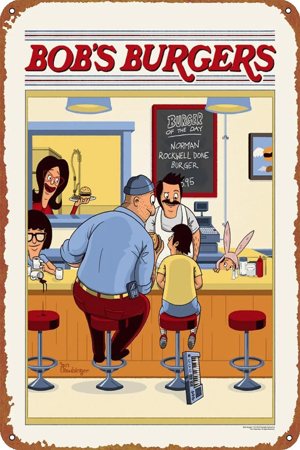 Bobs Burgers Metal Tin Sign Garage Sign Wall Decoration Old Car Shop Movie Poster Oil Station Sign 8 × 12 inches