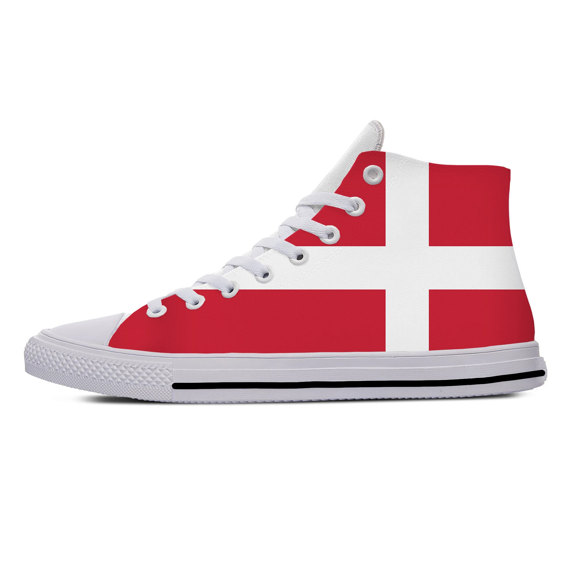 Hot Denmark Danish Kingdom Flag Patriotic Fashion Board Shoes High Top Lightweight Men Women Sneakers Breathable Casual Shoes