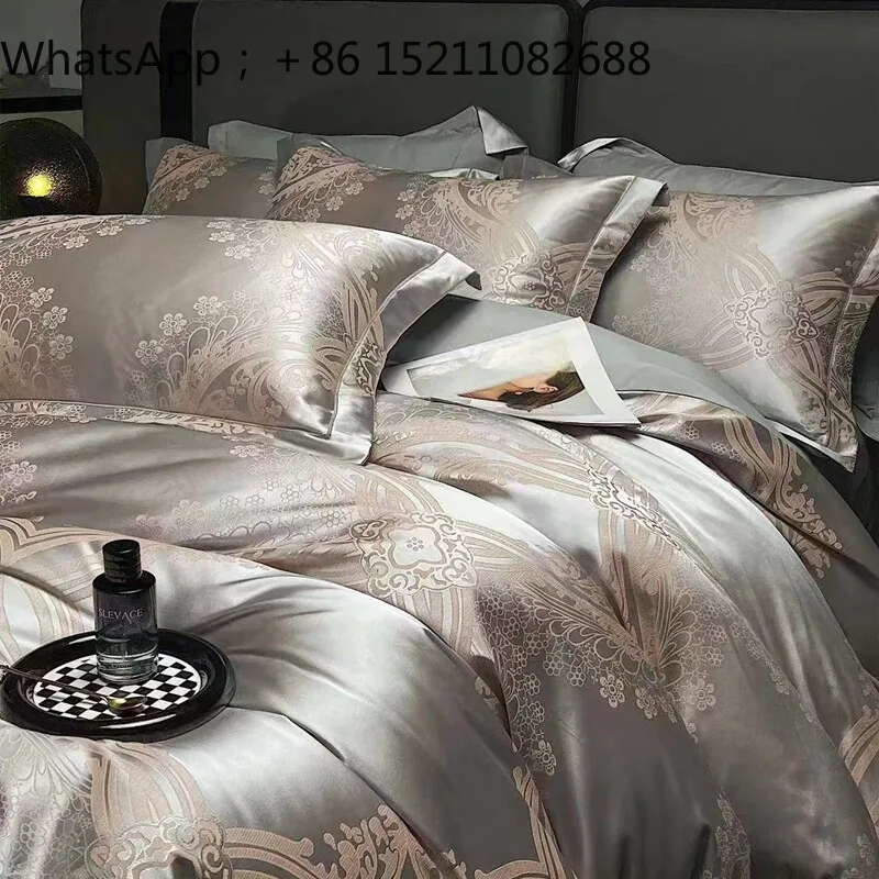 LLY new light luxury satin jacquard four-piece set 1.51.8 meters bedding grinding four-piece set