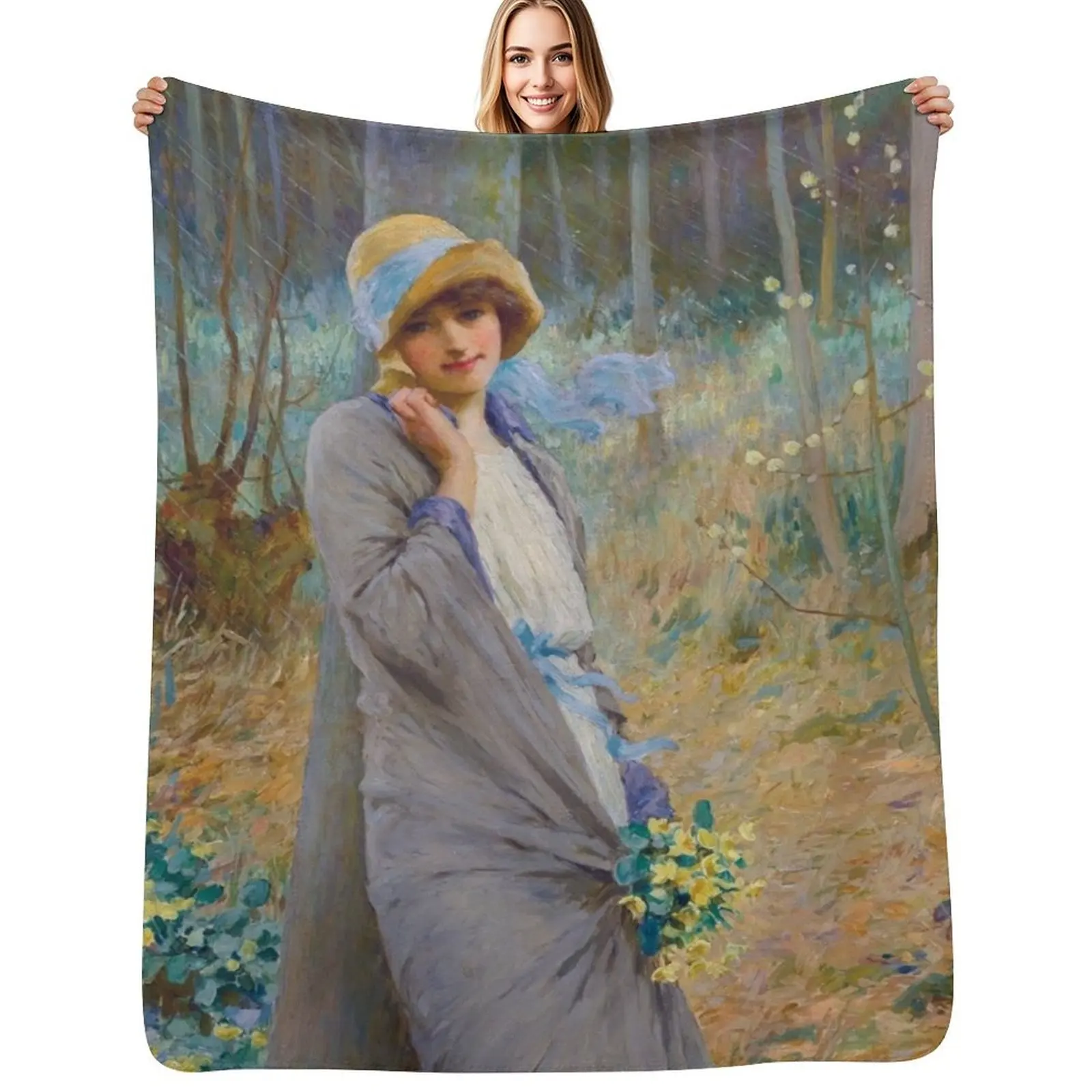 

Marsh Marigolds - William Henry Margetson - 1924 Throw Blanket Quilt Thermal Comforter Bed Fashionable Blankets
