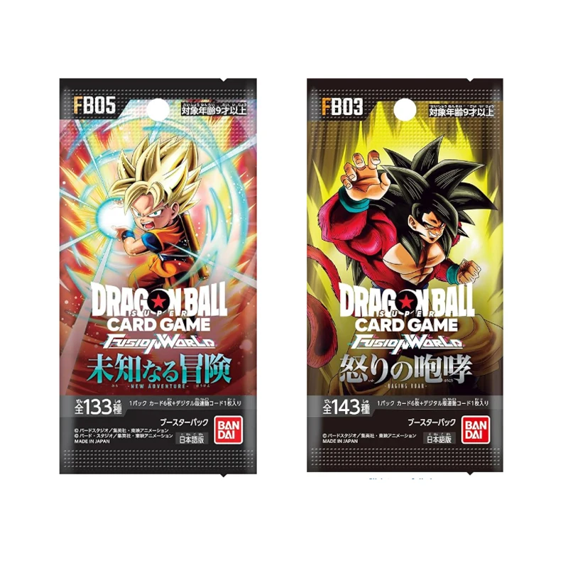 BANDAI Dragon Ball Super Card Fusion World Box Raging Roar FB03 -FB05 Coleção Japonesa 1 Pacote: 6 cartas