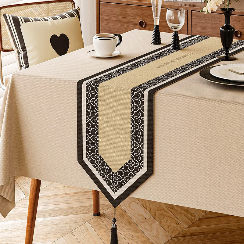 Luxury Classical Style Waterproof Table Runner Elegant Long Tablecloth Dining Table Decoration Customizable Cabinet Accessory
