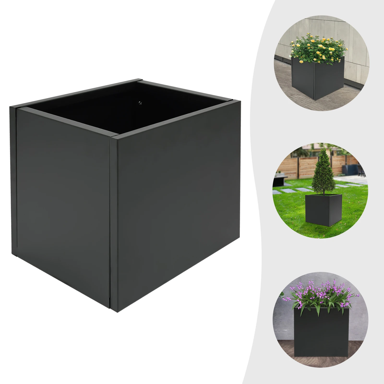 

16in Cube Planter Box, Steel Large Outdoor Indoor Garden Plant Pot for Growing Various Flower Vegetable Seedling Home Backyard