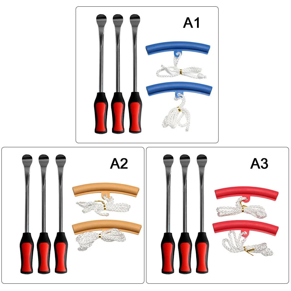 

5pcs Tire Lever Spoon Tool Kit Steel Quick Installation 3pcs Tire Spoon Lever with 2 Red Rim Protector