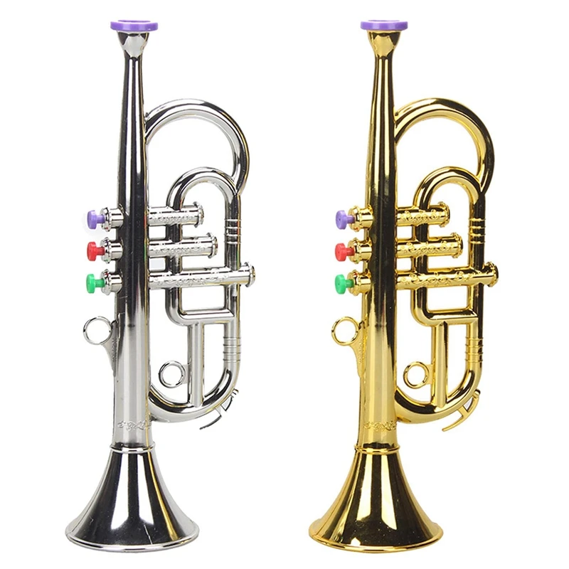 Trumpet 3 Tones 3 Colored Keys Simulation Play Mini Musical Wind Instruments For Children Birthday Party Toy