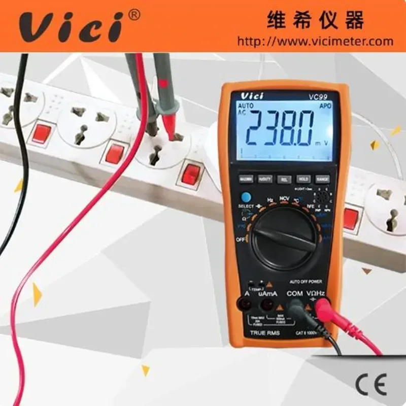 VICI Digital Multimeter VC99 3 6/7 Voltmeter Ammeter Temperature AC DC Volt Amp OHM Capacitance Hz Test Thermocouple Analog Bar