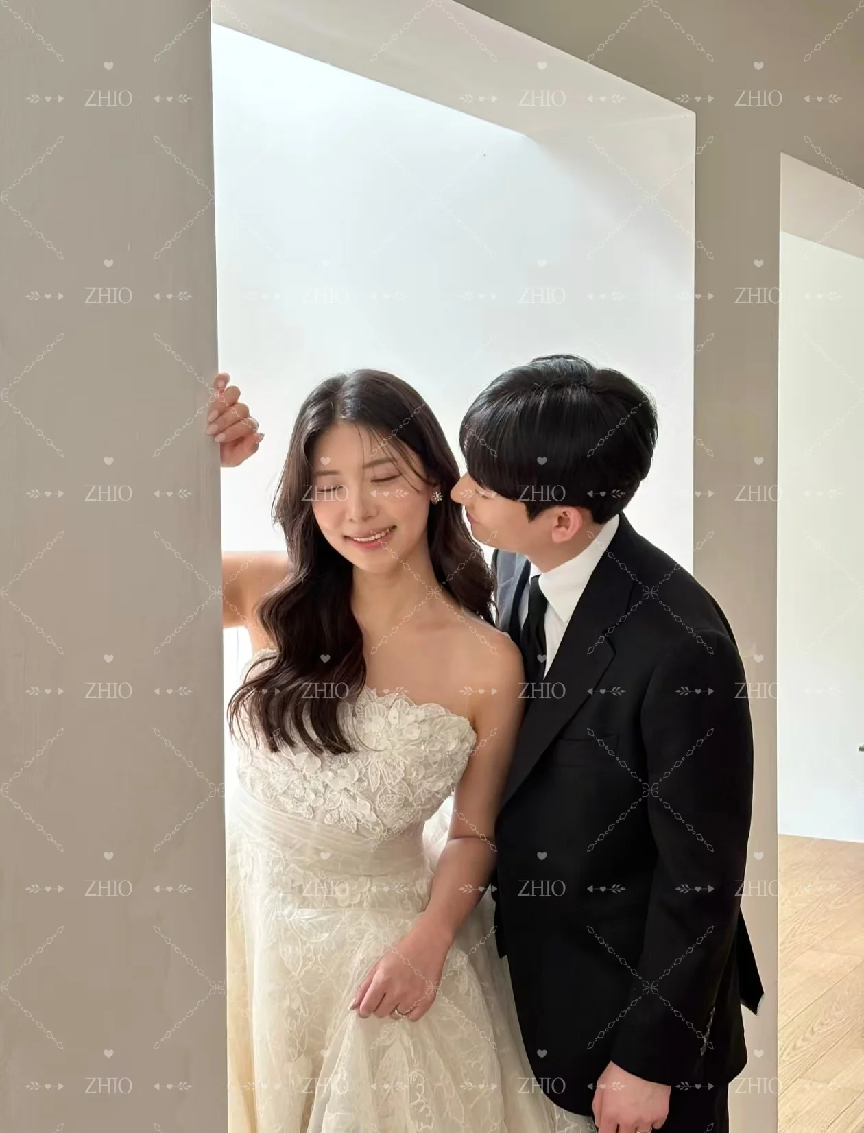 ZHIO Princess Ivory Lace Wedding Dress Off Shoulder Sweep Train Korea Photo Shoot Bridal Reception Gown Custom Luxury 웨딩드레스