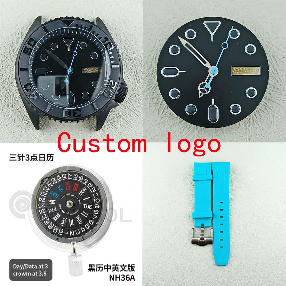 

41mm SKX SKX007 frosted black watch case fits NH36 NH35 movement, stainless steel case, sapphire glass, 10bar waterproof