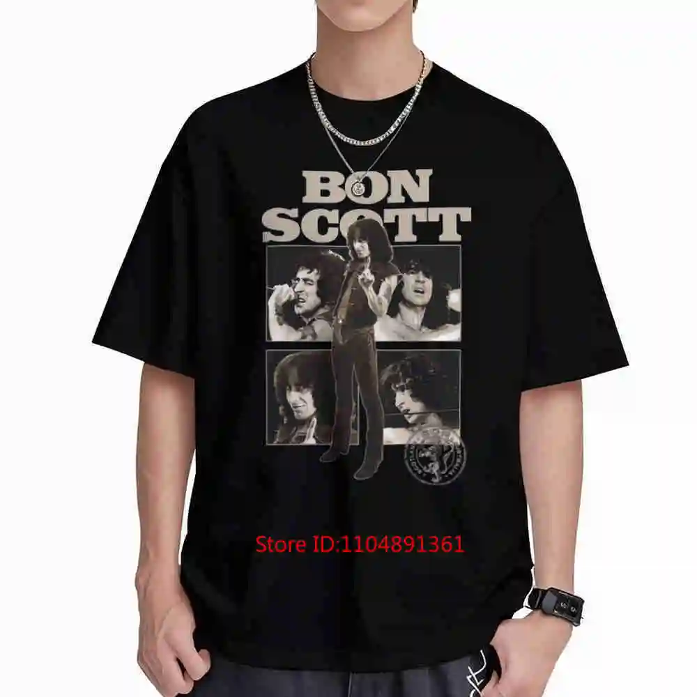 Bon Scott Tribute Vintage Rock Short Sleeve Tee 100% Cotton T-Shirt
