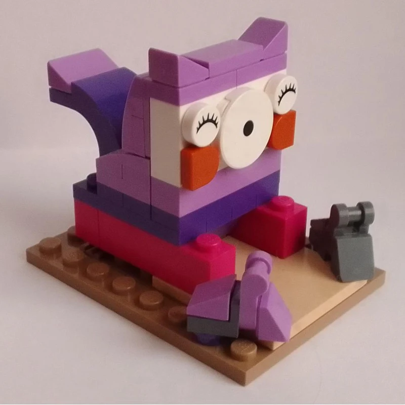

51 шт. MOC лавандовый кот, модульные строительные блоки, сделай сам, модель в сборе, креативная игрушка, дисплей, коллекционный строительный набор для детей