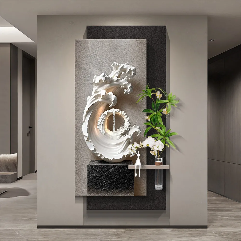 Hydroponic green plant entrance decoration painting, high-end sense hanging painting, creating a three-dimensional mural light