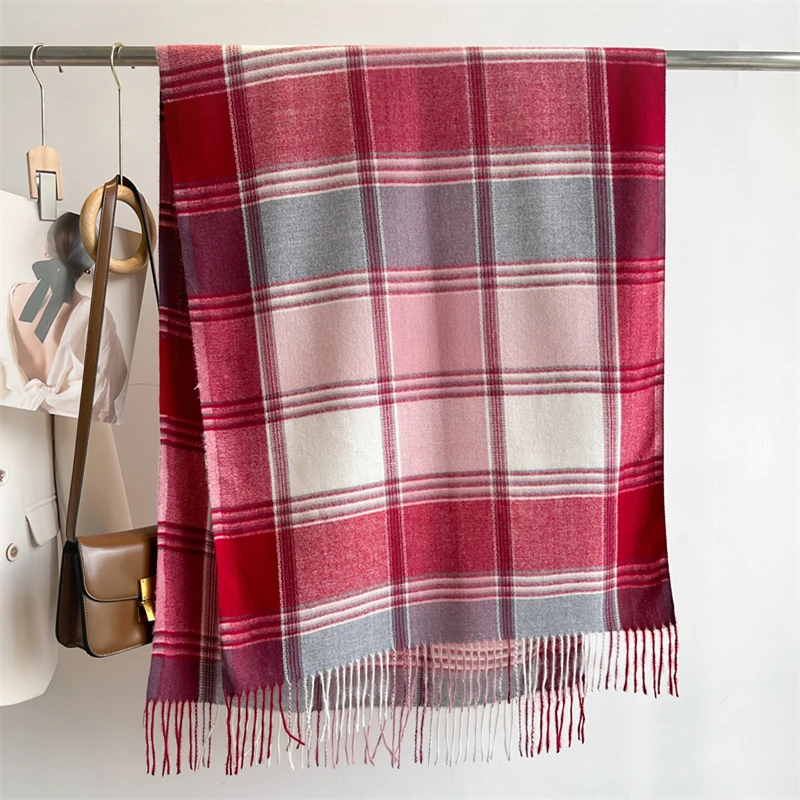 2023 Warm Plaid Cashmere Shawl Poncho Winter Scarf Luxury Print Blanket Pashmina Wraps Bufanda With Tassel Casual Stoled Echarpe