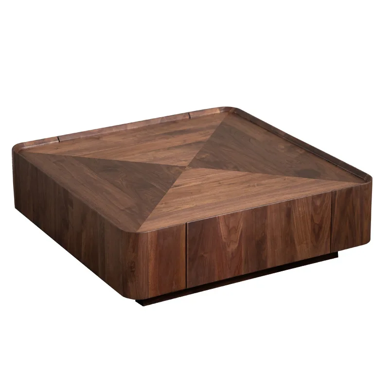

Italian minimalist North American black walnut solid wood coffee storage Nordic furniture modern simple designer square table