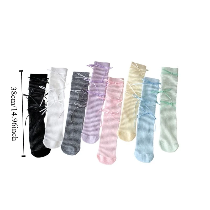 Einfarbig Balletcore Socken Band Schleife Koreanischen Stil Mid-Tube Strumpfwaren Herbst & Winter Tuch Zubehör Dünne Strümpfe Toddle