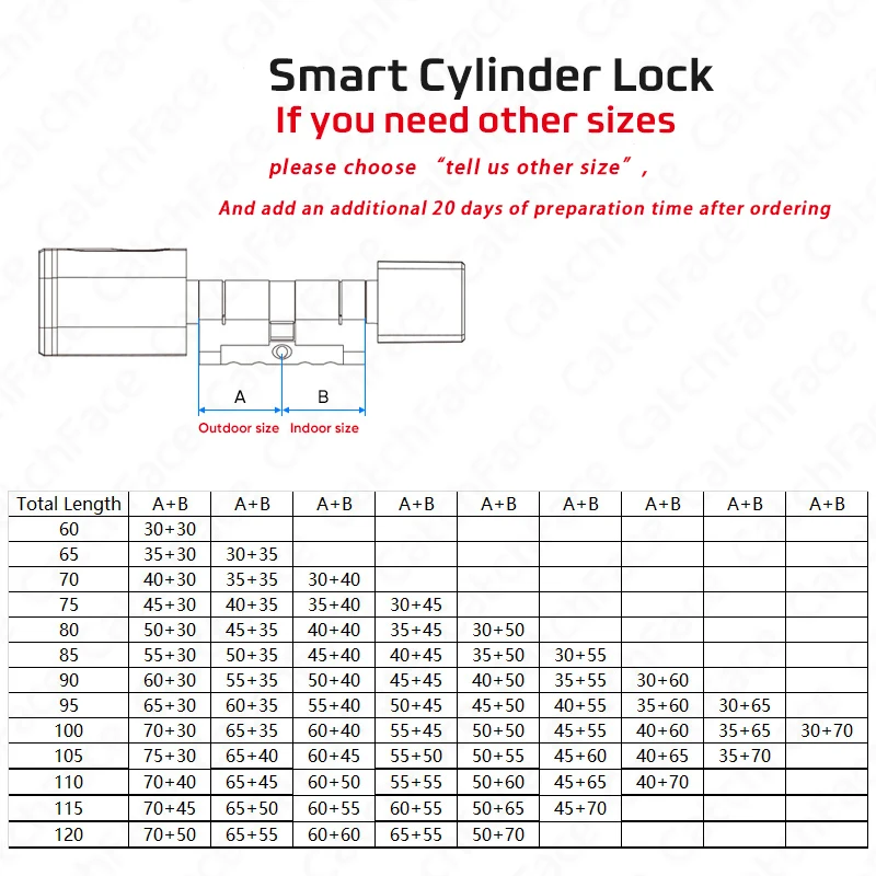 Custom Size Tuya or TTLock APP Fingerprint RFID Card Bluetooth Cylinder Smart Door Lock Electronic Home Replacement