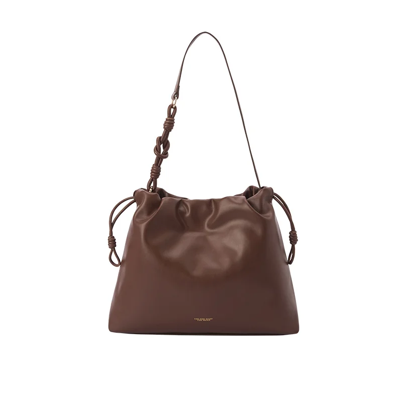 Semir Tote Bag Women 2024 New Retro French Lazy Sense Shoulder Bag Large Capacity Drawstring Handbag Lady Bag