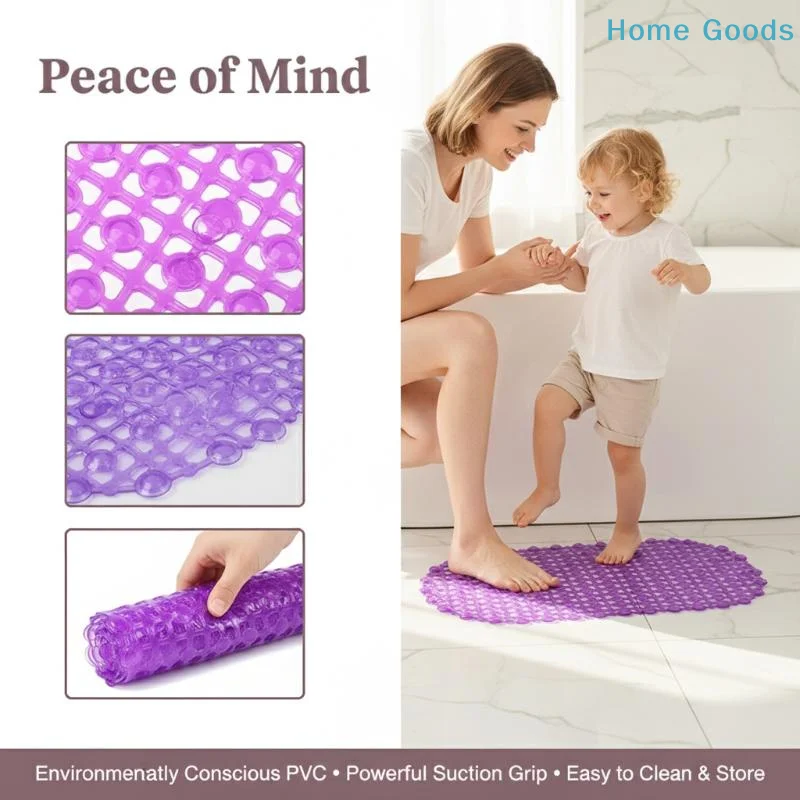 preferredHome Bathroom Anti Slip PVC Mat with Suction Cup Massage Surface for Secure Shower and Bathtub Usageproduct