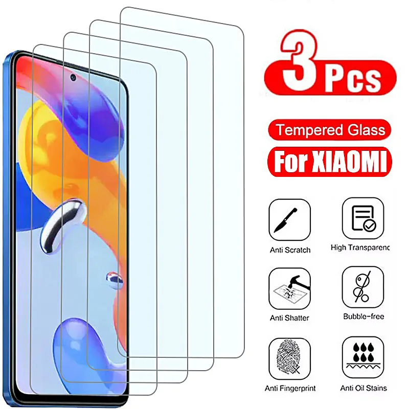 3PCS Tempered Glass For Redmi Note 13 Pro 12 11 11S 8 9 10 Screen Protector